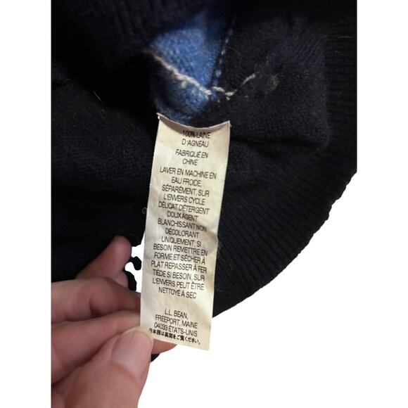 LL Bean Lambswool Argyle V-Neck Sweater Blue Black Men’s Medium - Picture 4 of 6